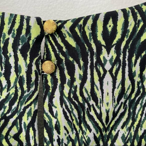 T Bags Green Print Mini Dress small - Picture 5 of 7
